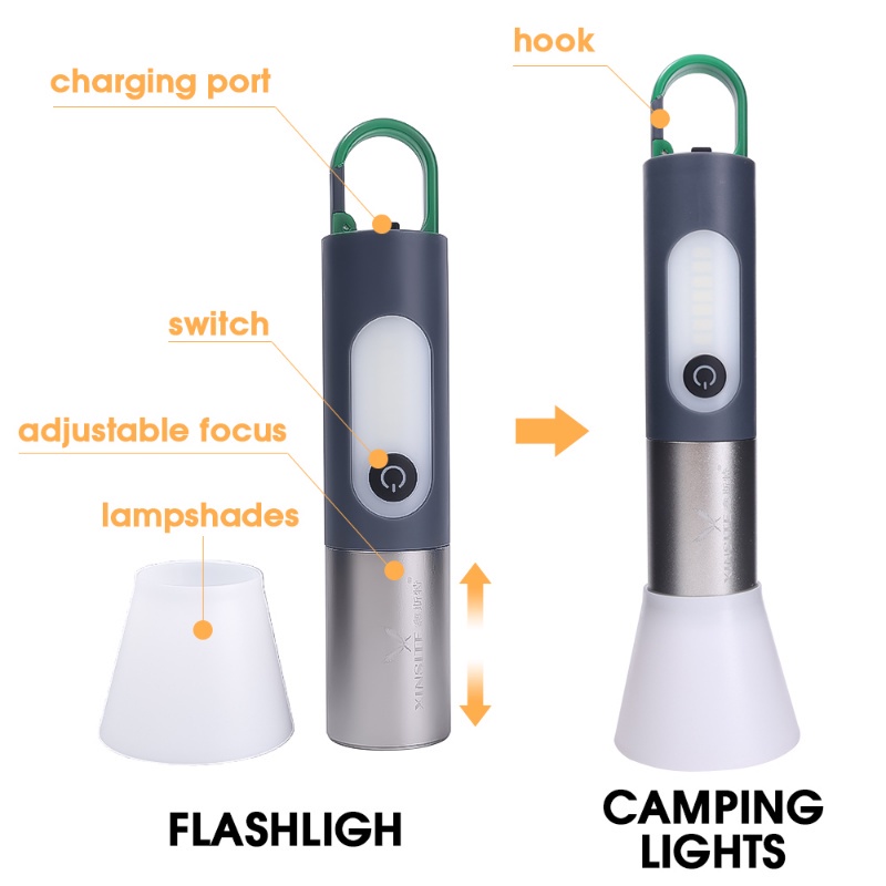 Lampu Senter LED Mini Portable Multifungsi Fokus Adjustable Rechargeable Untuk Camping / Memancing / Outdoor