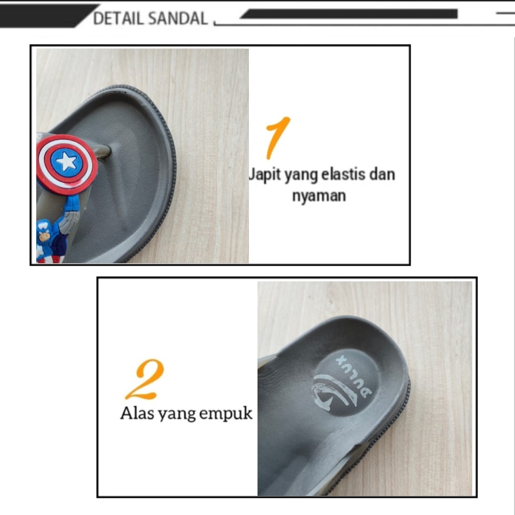gof DULUX 356D C.A Sandal Jepit Anak Laki-Laki Motif Kapten Amerika UKURAN 24-29