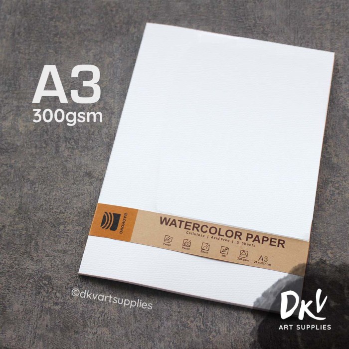 

Hemat Baohong Watercolor Paper Kertas Cat Air Cellulose A3 230Gsm / 300Gsm Bagus