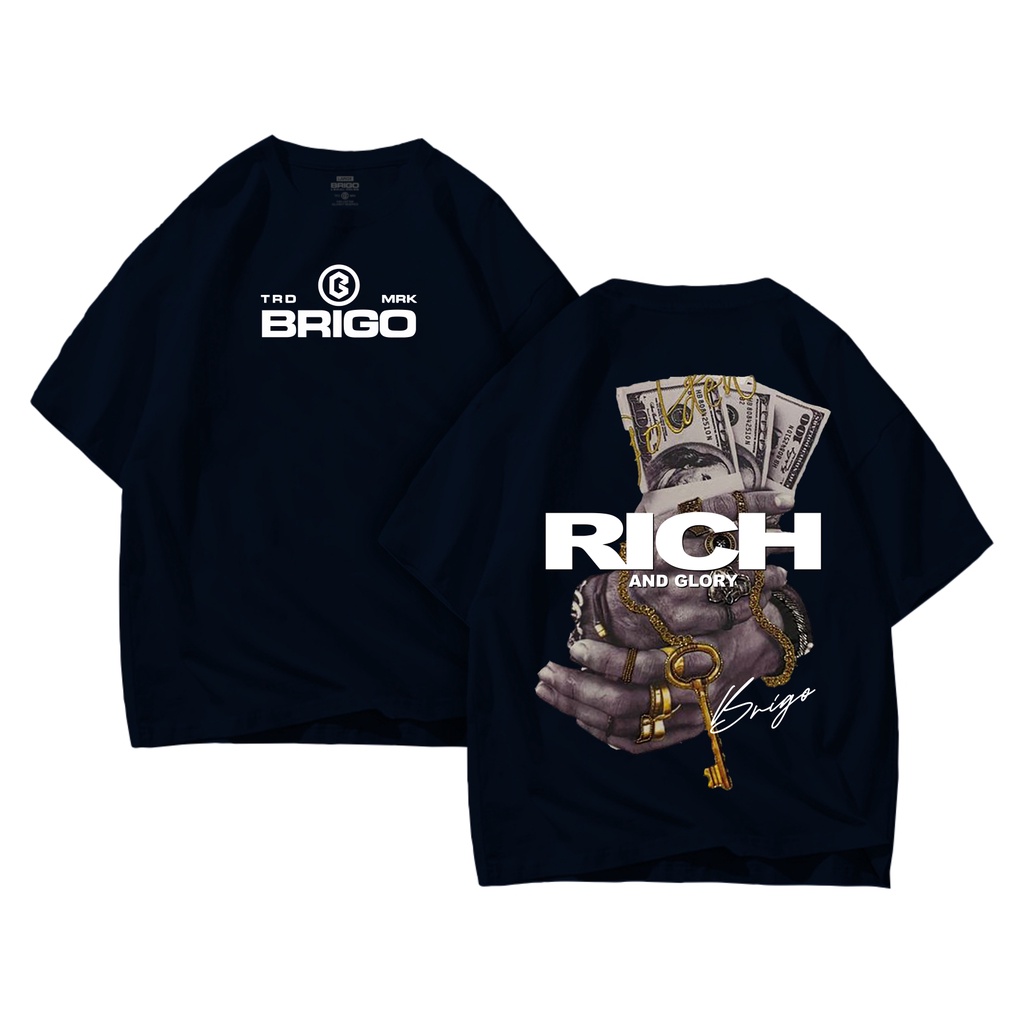 Kaos Oversize Print DTF Rich And Glory II BRIGO Kaos Oversize Rich And Glory II Kaos Jumbo Size Pria &amp; Wanita