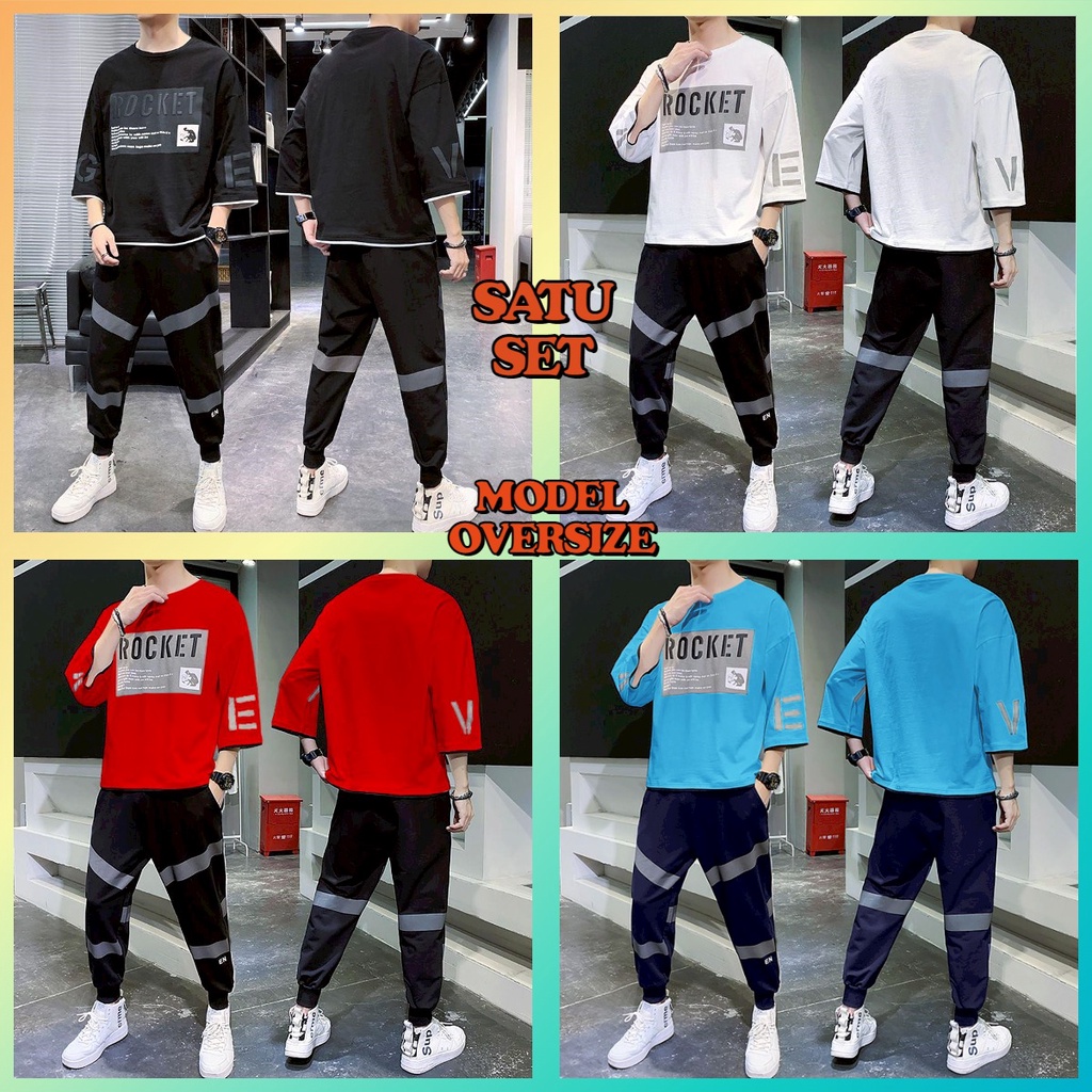 MUKZHOP - STELAN OVERSIZE ROCKET / atasan / jogger / oneset kece / setelan pria / fashion cowo / SETELAN MURAH