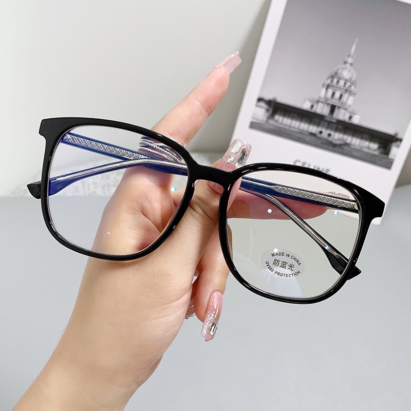 Simple Large Frame TR90 Eye Glasses Anti Radiation Replaceable Lenses for Men and Women