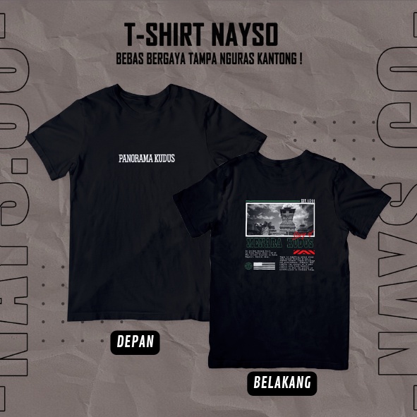 T-shirt Distro Nayso Panorama Menara Kudus Kaos Pria Wanita