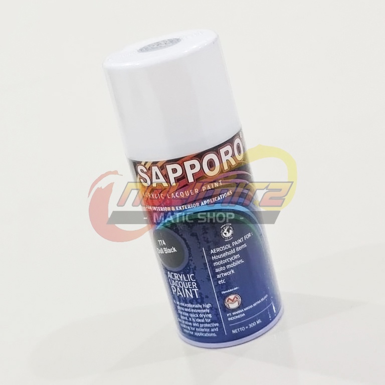 Sapporo Dull Black 774 Hitam Doff Cat Semprot Aerosol Pilok 300ml