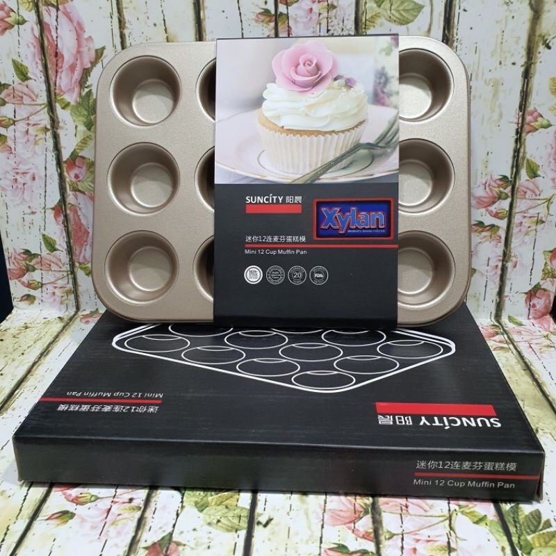 suncity 12s mini muffin cup cake baking pan / loyang kue muffin mini 12 lubang