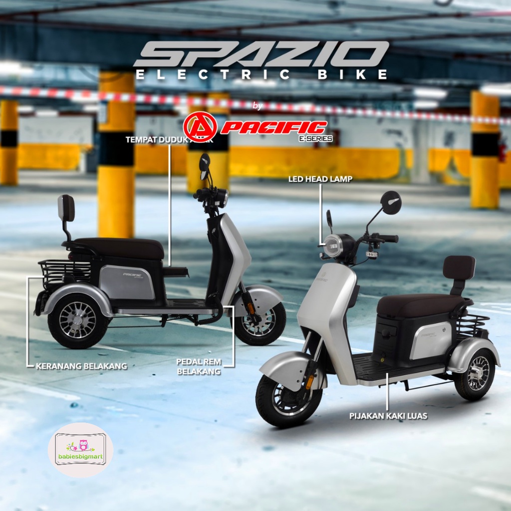 Sepeda Roda 3 Listrik E bike Pacific Terbaru Spazio 650 Watt