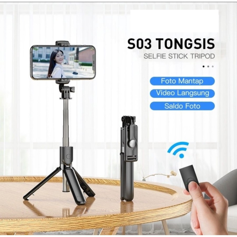 S03 Tongsis + Tripod + Remote Control BT Live Stream Selfie Stick 0837