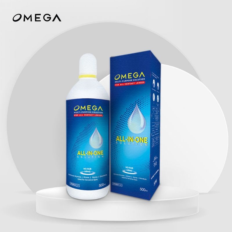 Cairan Softlens Omega All In One 500ml / Air Pembersih Soflens Omega all in one multi purpose solution 500ml / Solution OMEGA ALL IN ONE 500ml