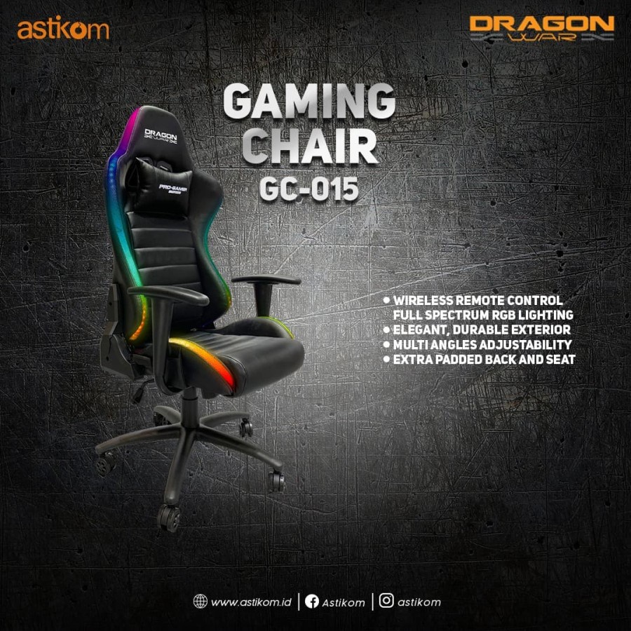 Kursi Gaming DRAGONWAR GC-015 RGB Lighting effect