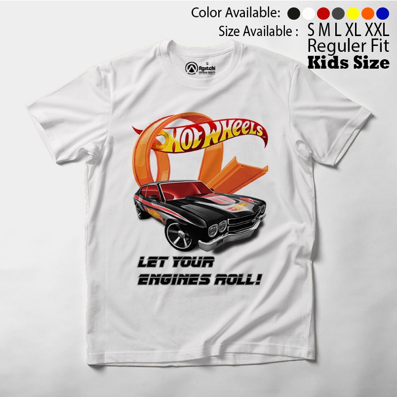 Baju Kaos Atasan Anak Laki - Laki Motif Hotwheels - Engines Roll