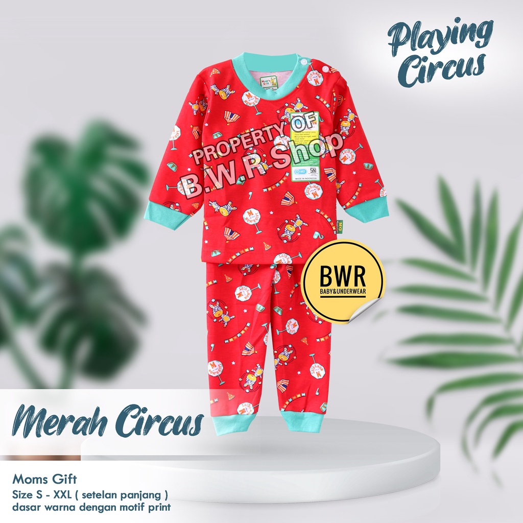 Setelan PANJANG Moms Gift Playing Circus / Baju Bayi Setelan Piyama Anak Unisex Panjang Baju Tidur | Bwr