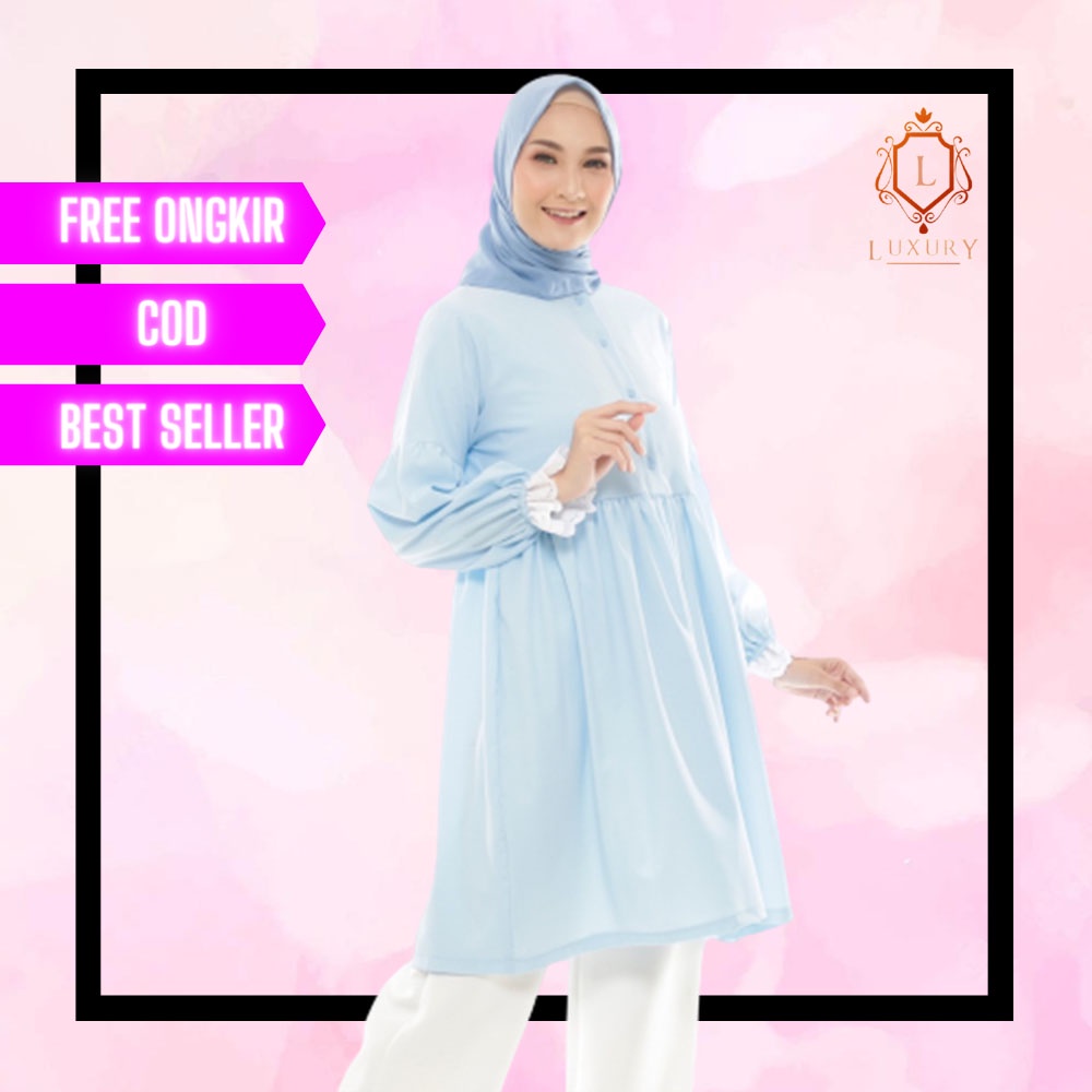 Baju Atasan Tunik Blouse Wanita Muslim Lengan Panjang Hijab Blus Dewasa 2022 Model Terbaru Murah Vir