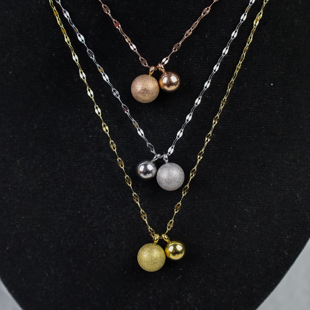 Kalung bola pasir pecah kopi titanium anti karat harga grosir bisa COD