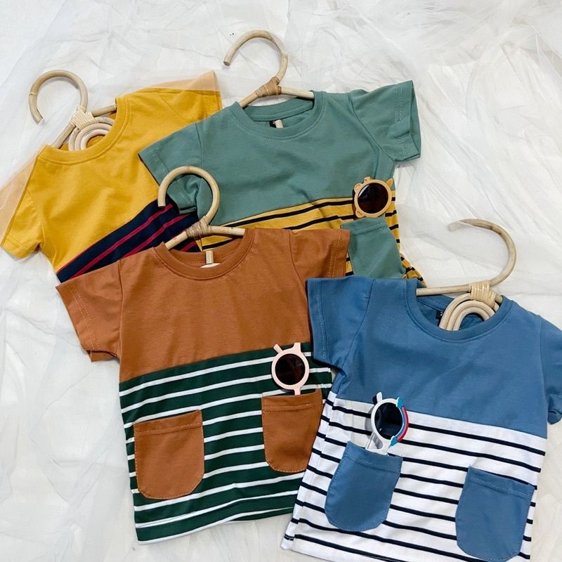Pajamas Stripes Half Pocket Pineapple 2-6 Tahun || Pajamas Stripes Pineapple || Piyama Pineapple