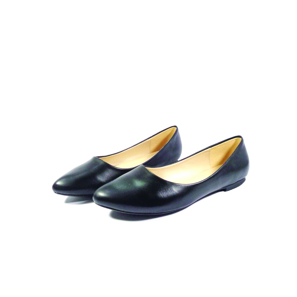 Workswell Sepatu Flat Wanita Basic Ujung Lancip Kode 3697 Hitam Doff