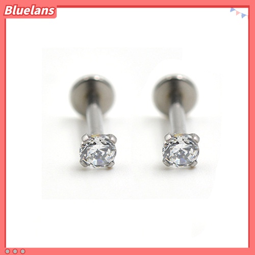 2pcs Cincin Tindik Bibir Bahan Stainless Steel Aksen Berlian Imitasi Charms