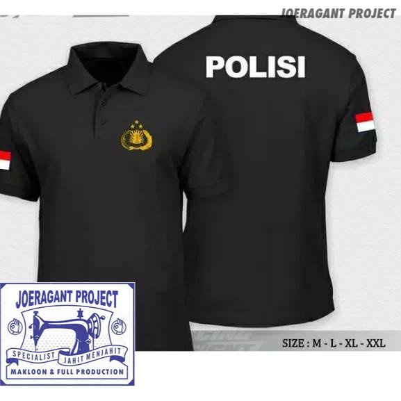 Kaos Polo Shirt Tshirt Baju Kerah Distro POLISI polos custom indonesia pria wanita unisex keren kata