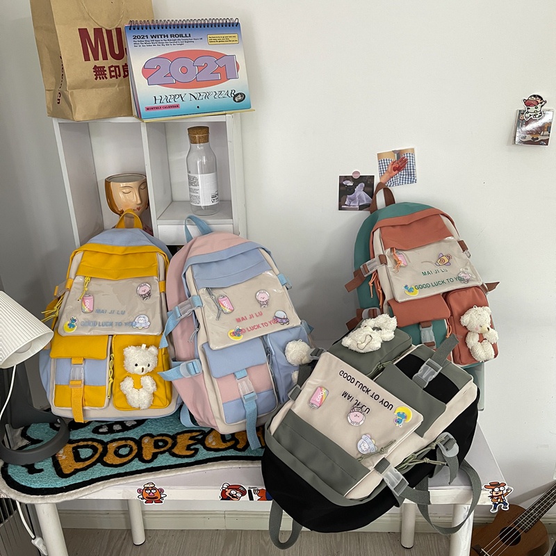 TFT AX200312 92972 AX972 T49 B2431 C1098 DJT7038 R6858 (1 KG MUAT 2) Tas Ransel Wanita Nylon Nilon import terbaru Ready Warna Biru cantik lucu