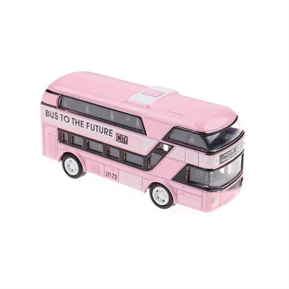 Needway   Diecast Cars Mainan 4roda Hadiah Untuk Anak Laki-Laki Set Kendaraan Mainan Kota Wisata Mobil Car Model Bis Kedip Dengan Musik Double Decker Bus