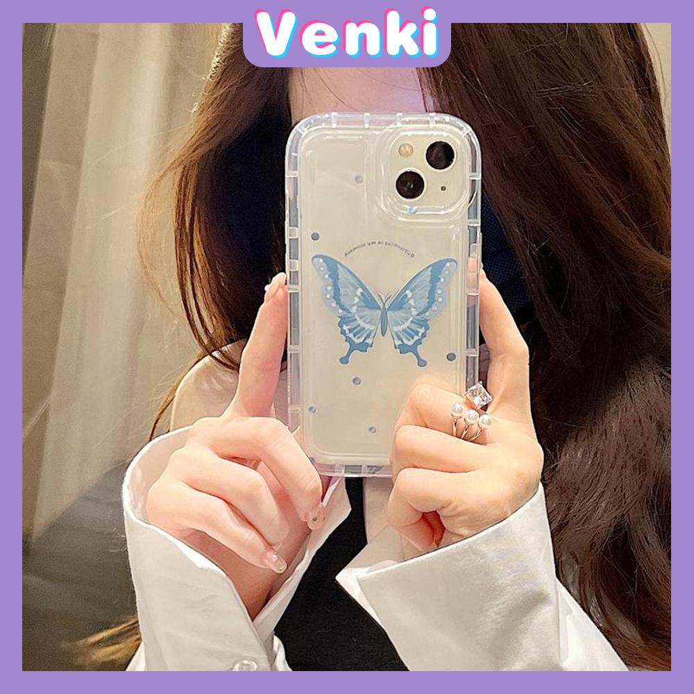 Case For iPhone 14 Pro Max TPU Soft Jelly Airbag Case Blue Butterfly Case Camera Protection Shockproof For iPhone 14 13 12 11 Plus Pro Max 7 Plus X XR