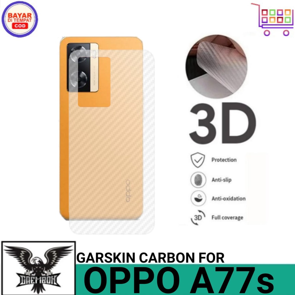 Promo Garskin Carbon OPPO A77S A57 2022 Anti Gores Belakang Handphone Anti Lengket Bekas Lem