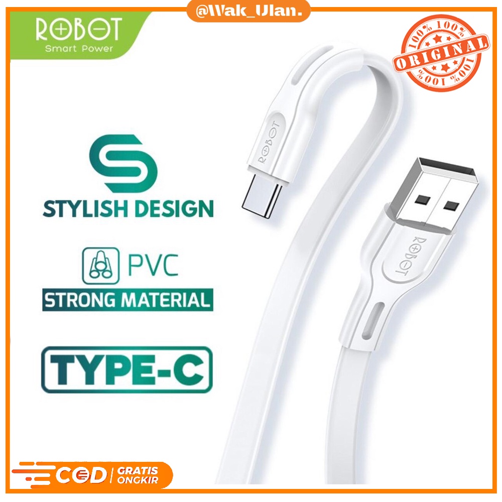 Kabel Data USB Charger Robot TYPE - C RDC100S RDC 100 S RDC100 2.4A White XIAOMI OPPO VIVO HUAWEI