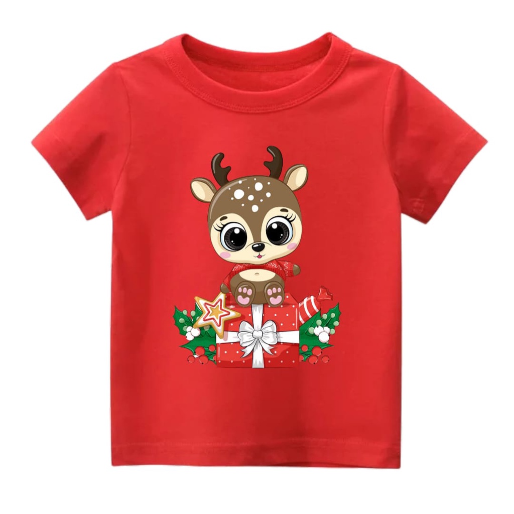 Rdkidzid Atasan Natal Baju Natal Kaos Natal Lengan Pendek Natalan Cowok Cewek Christmas DTF