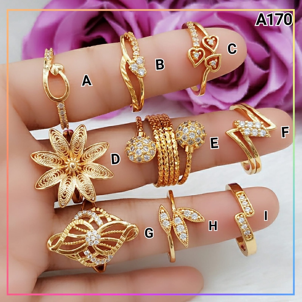 Cincin xuping cincin dewasa bunga besar permata zirqon perhiasan wanita lapis emas gold A170