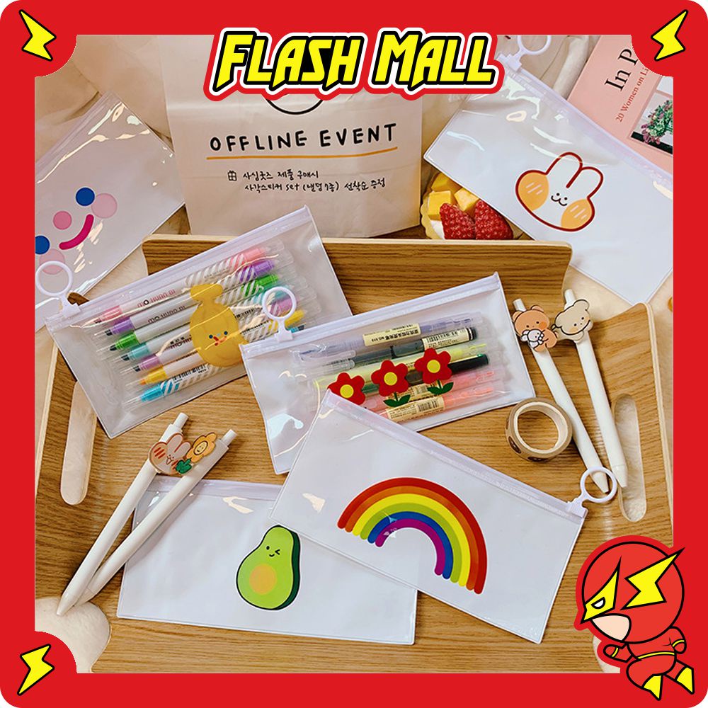 

FLASHmall Pouch Zip Lock Kosmetik Transparan Motif Kaktus Tas Kosmetik Karakter Unicorn ZipLock Plastik Zipper Lock Alat Tulis ATK Murah R444 R799