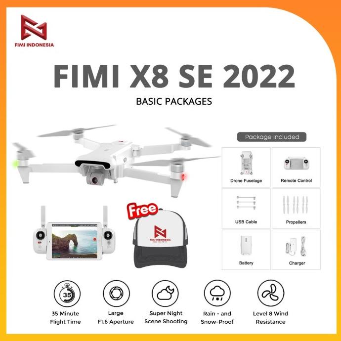 [ Promo ] Fimi X8 Se 2022 Drone Rc 10Km 48Mp 1/2" 4K 3-Axis Gimbal Camera Gps - Drone Kamera Dan Aks