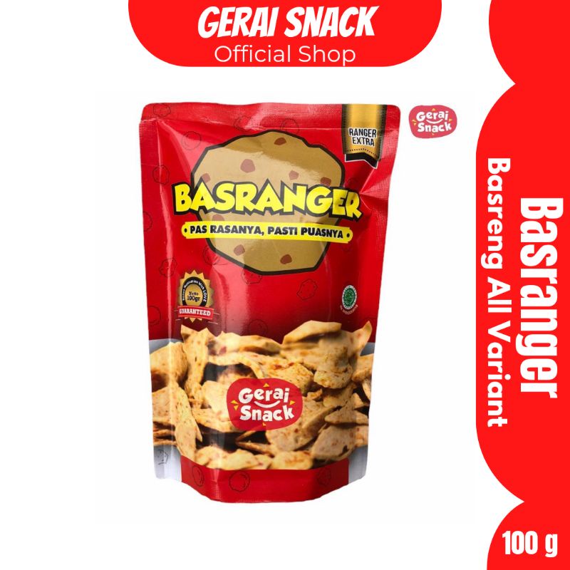 Basreng Bulat Basranger Baso Goreng Ikan Extra Daun Jeruk Bumbu Tebal Renyah (100g)