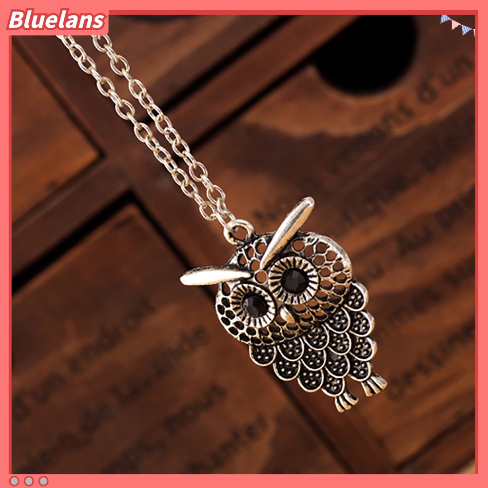 Bluelans Vintage Animal Cute Owl Pendant Long Necklace Sweater Chain Jewelry Party Gift
