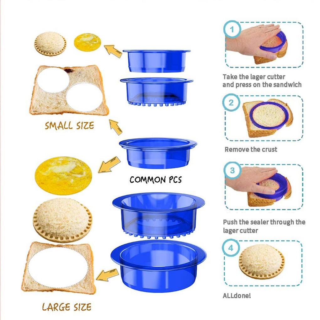 5pcs/set Sandwich Sealers DIY Cetakan Pembuat Roti Bulat Lunchbox Cetakan Kue