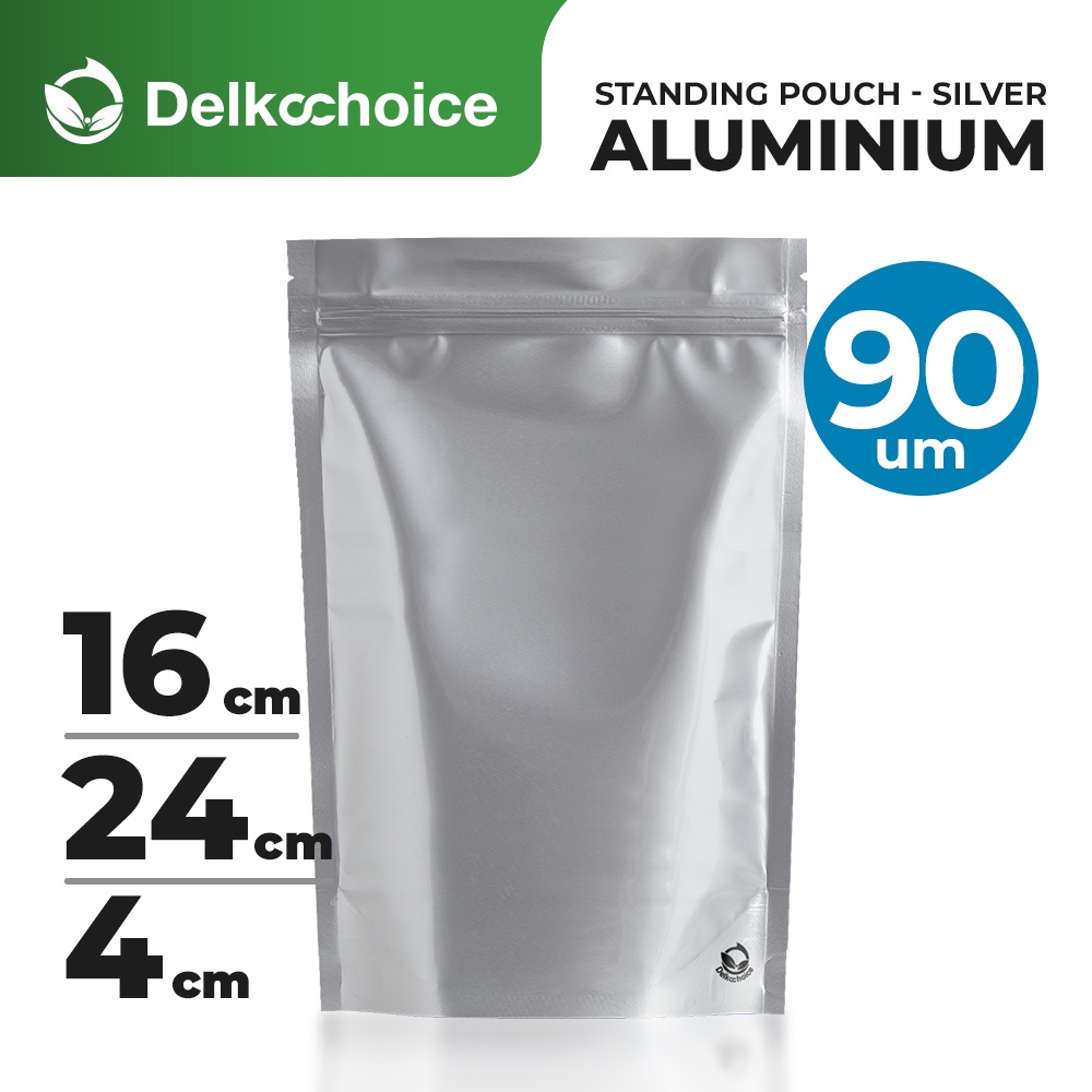 STANDING POUCH ZIPLOCK SILVER ALUMUNIUM FOIL EKONOMIS - PLASTIK KLIP 16x24 DELKOCHOICE