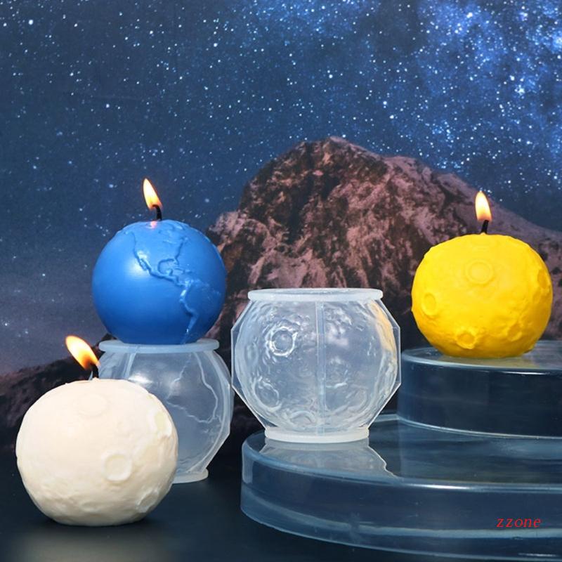 Cetakan Resin Bentuk Bulan Planet Bahan Silikon Untuk Membuat Lilin