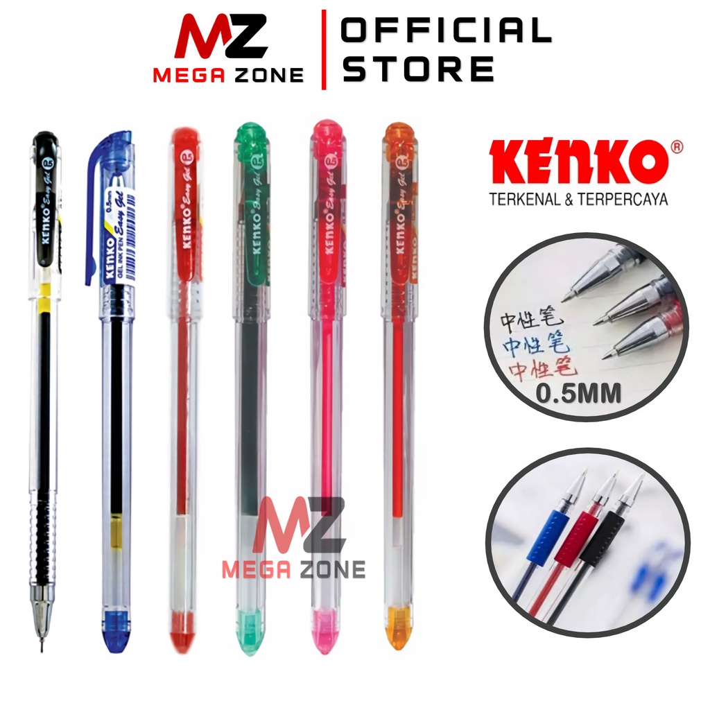 

Pulpen Gel KENKO Ink 0.5Mm Alat Tulis Kantor Sekolah Pena Pen Tinta Cair Standart Warna Merah Hitam Biru