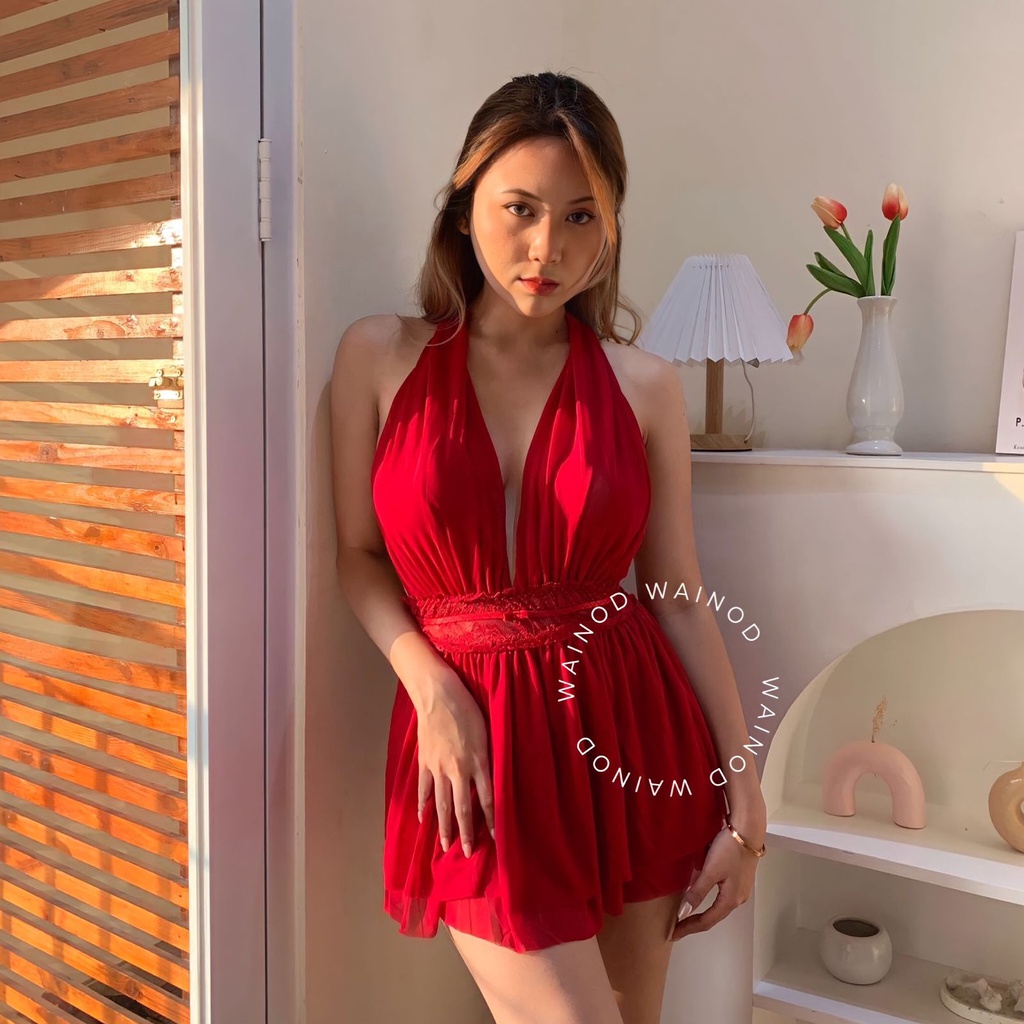 WAINODSHOP - GAIA sexy lingerie dress model halter neck