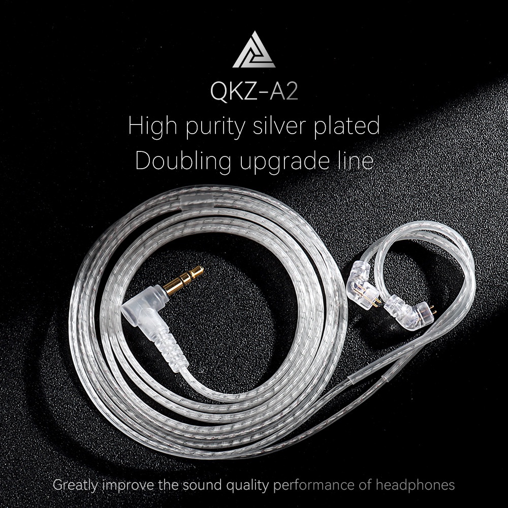 Qkz A2 Kabel Headphone 2 Pin 0.75MM Bahan Tembaga Lapis Silver Untuk KZ ZEX ZSN ZS10 Pro X