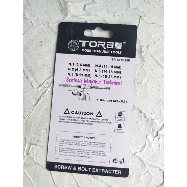 TORA SET 6 PCS Screw Extractor Hand Tap Balik Pembuka Baut Rusak