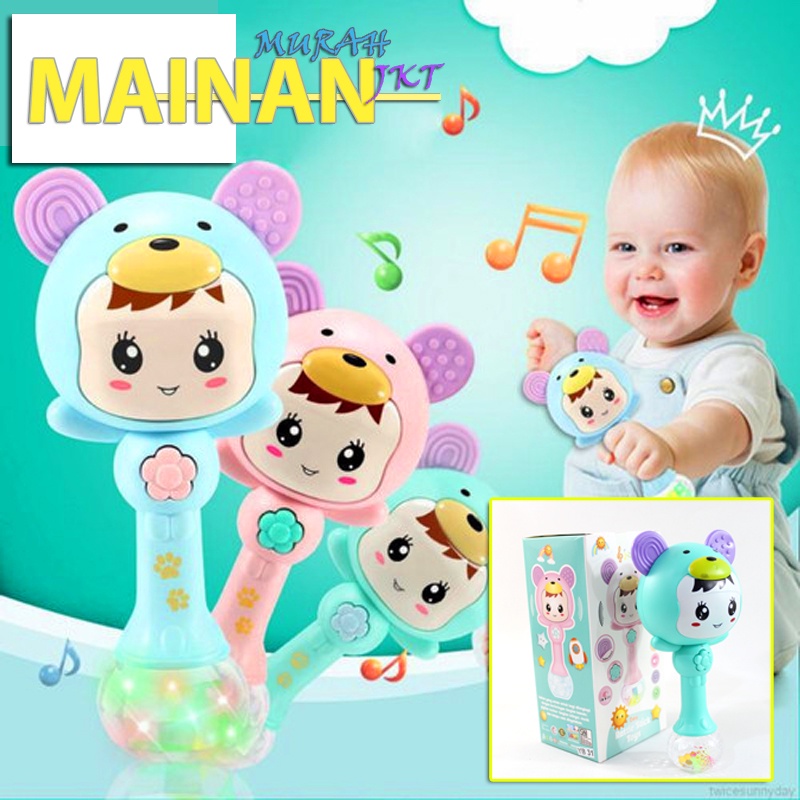 MAINANKEI MAINAN ANAK MURAH YB31 BABY RATTLE STICK GENGGAMAN BAYI MENARIK TERDAPAT MUSIK DAN KERINCINGAN