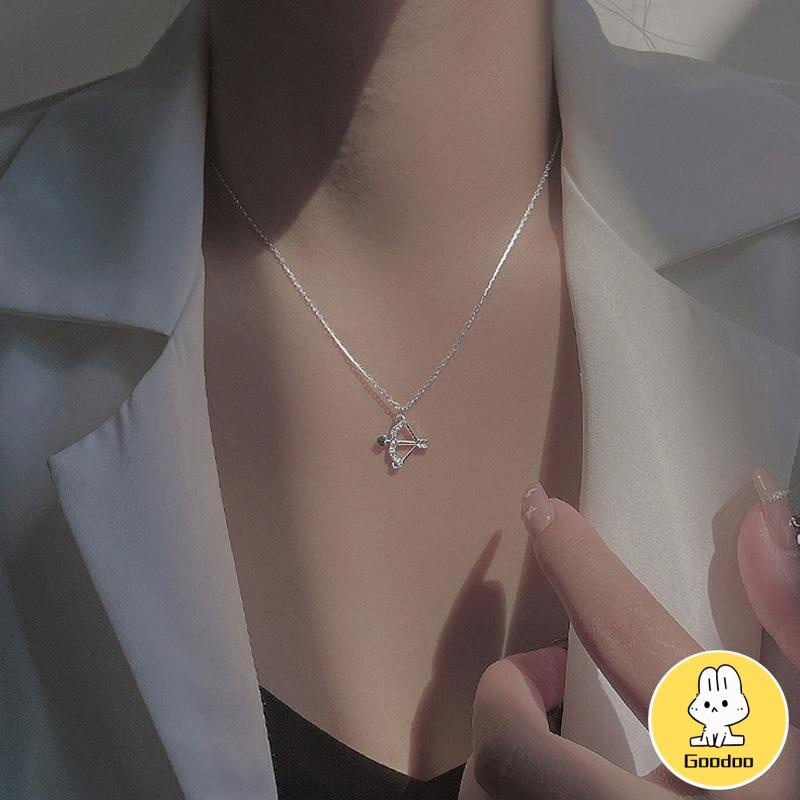 Eros Cupid's Arrow Flash Berlian Klavikula Rantai Liontin Temperamen Cahaya Mewah Busur Panah Kalung -Doo
