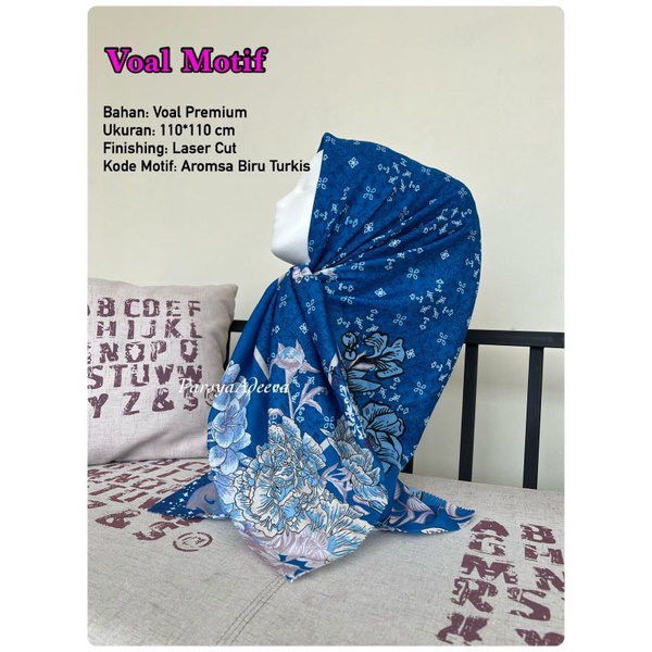 Hijab VOAL PREMIUM Motif 132 Jilbab Segiempat Motif Laser Cut