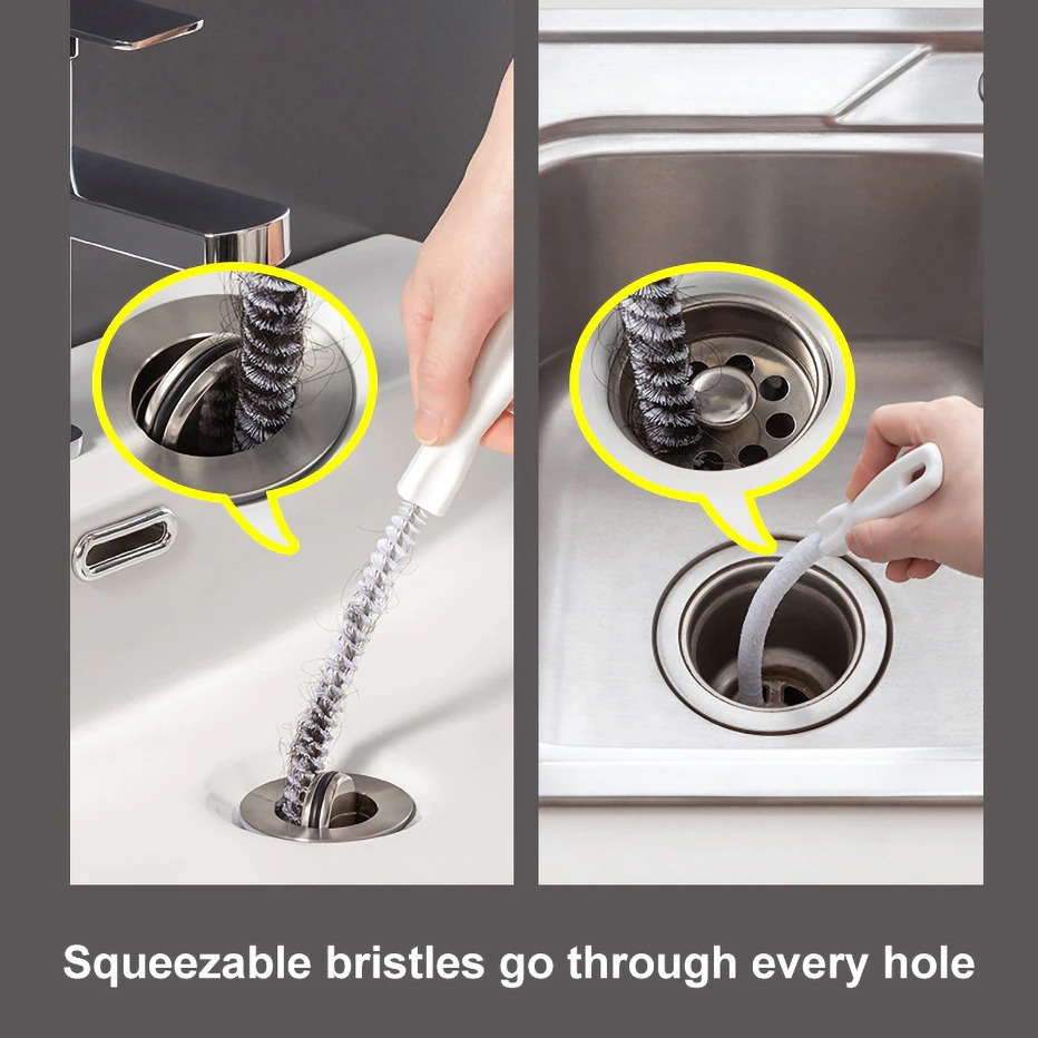 Pembersih  ledeng pembuangan air Penjepit Pembersih Pipa Pembuangan Pipe Sink 0.8m Gray Bebas Buntu Hair Sewer Sink Cleaning Brush pengambil rambut kotoran