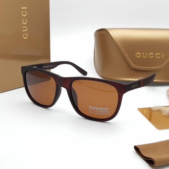 Kacamata GUCCI Sunglasses Polarized Anti Silau Pria Wanita Coklat 9438
