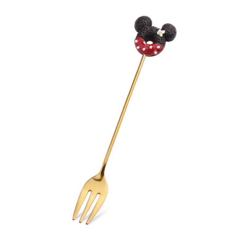 CUTE TEA SPOON FORK SENDOK TEH DESSERT MINI GOLD STAINLESS PREMIUM