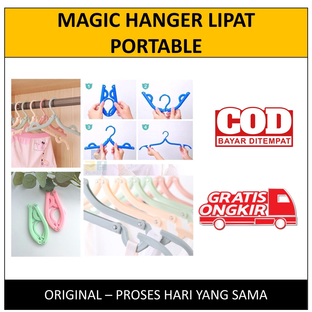 Magic Hanger Gantungan Baju Lipat Serbaguna Multifungsi Gantungan Baju Portable Untuk Traveling