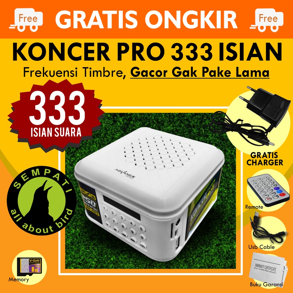 KONCER PRO SEMPATI ISI 333 MASTERAN AUDIO SPEAKER DIGITAL MP3 PEMASTERAN BURUNG BERKICAU MONCER S250