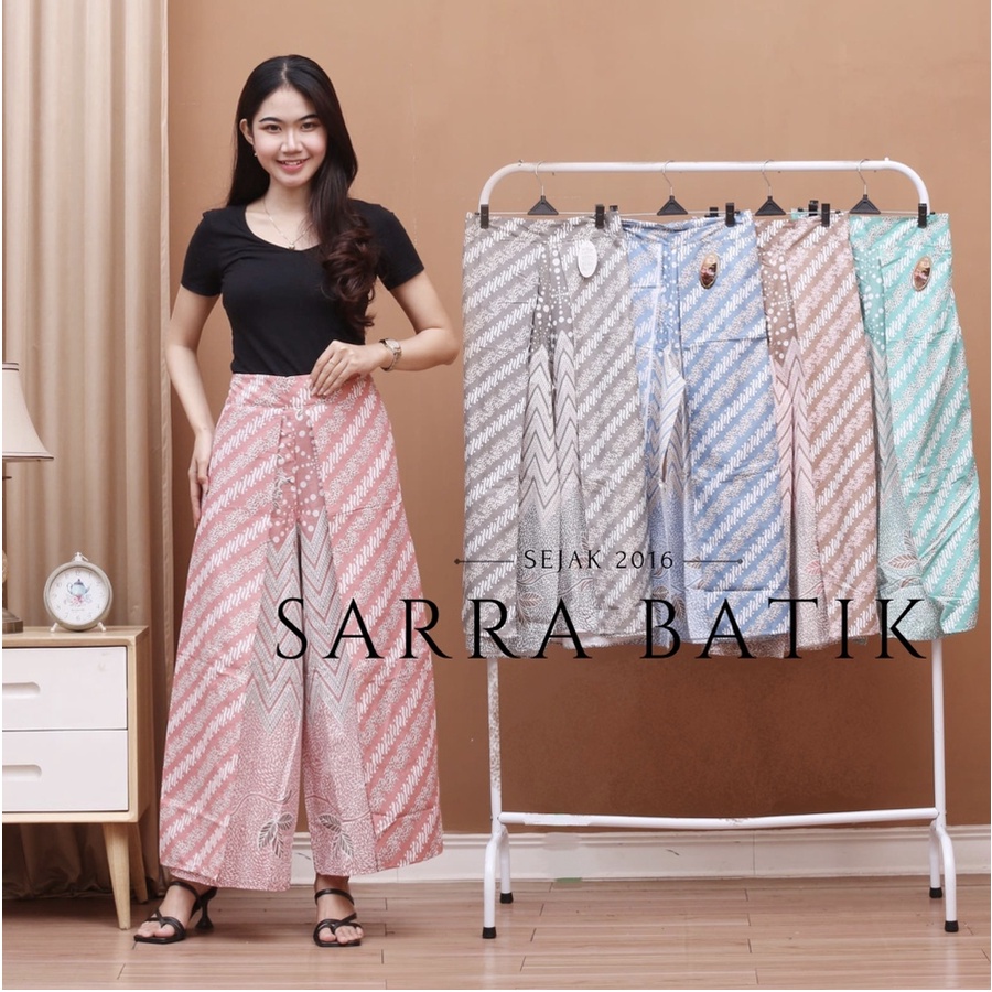 Kulot Tumpuk Pastel Batik Warna Soft Celana Panjang Layer Tiga Negeri Zigzag Liris Bawahan Kerja Kekinian Kantoran Modern Kondangan