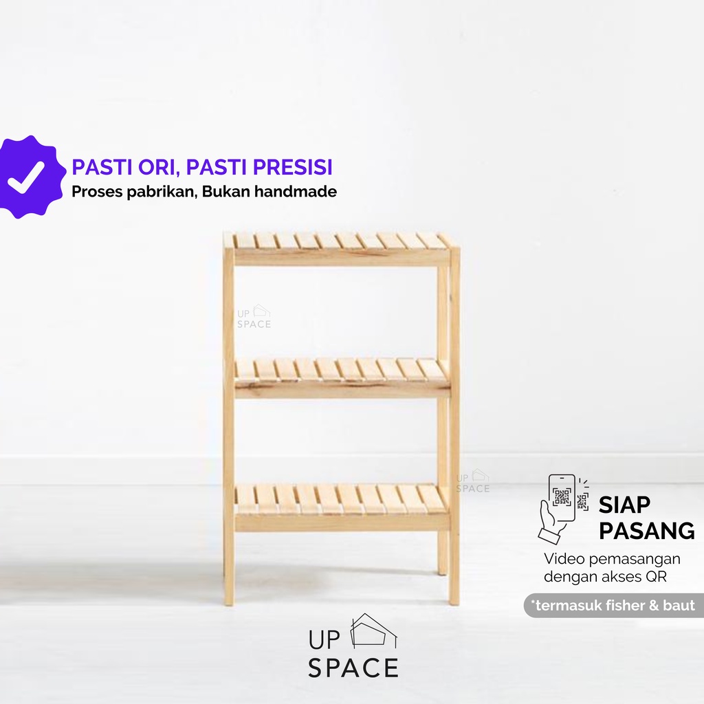 UP SPACE Otto Wooden Shelf 50 cm 3 tingkat / Rak Kayu / Rak Serbaguna / Rak Murah / Rak Sepatu