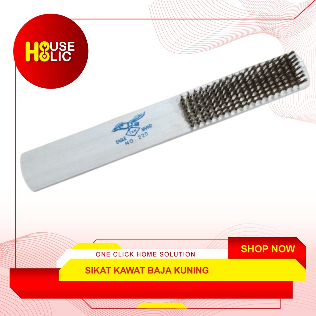 Sikat Kawat Baja 8 Baris Gagang Handle Kayu / Wire Brush